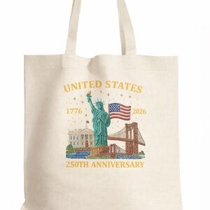 CANVAS TOTE BAG 250th Anniversary of the US CUSTOM Graphic Grocery Book Bag